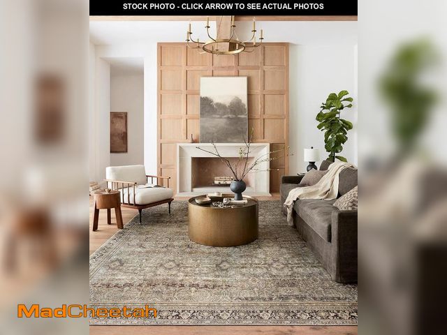 Lot 74-12137085 - Loloi Layla Collection LAY-03 Olive/Charcoal 9'-6" x 14' .13" Thick Area Rug, Soft, Durable, Vintage...