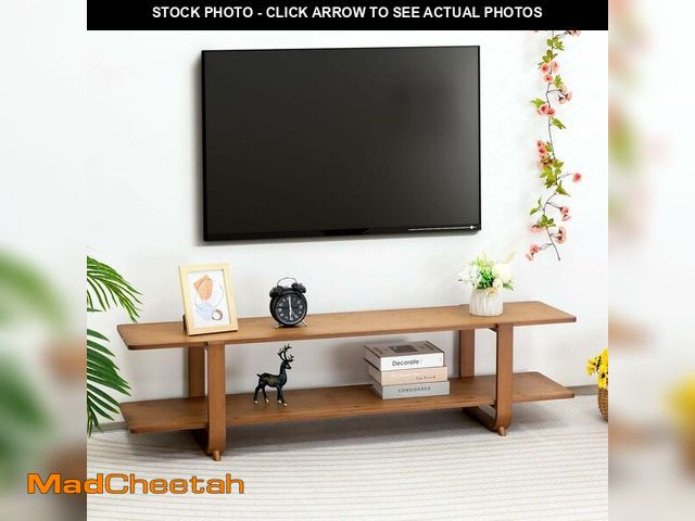 Lot 74-13040280 - (SOME DAMAGE) HollyHOME Bamboo TV Stand with Storage for TVs up to 65'', Modern Entertainment Center...