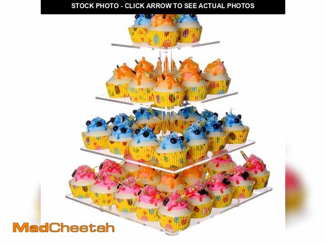 Lot 74-14336671 - LoveDisplay Cupcake Stand, 4 Tier Cupcake Stand for 50 Cupcakes, Square Tiered Cupcake Tower, Clear ...