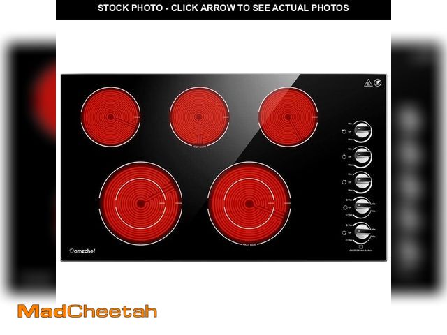 Lot 74-14252982 - amzchef 36 in. 5 Elements Built-In Electric Stove Radiant Cooktop in Black with Knob Control - UNUSE...