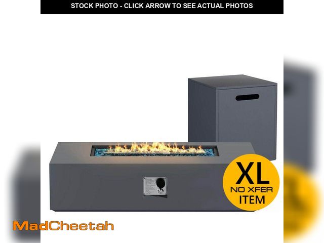 Lot 74-14355812 - UPHA 56 in. 50,000 BTU Dark Gray Rectangle Iron Outdoor Propane Gas Fire Pit Table with Propane Tank...