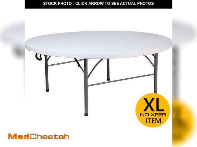 Lot 74-13072903 - (MINOR DAMAGE) Flash Furniture Kathryn 5.89-Foot Round Bi-Fold Granite White Plastic Banquet and Eve...