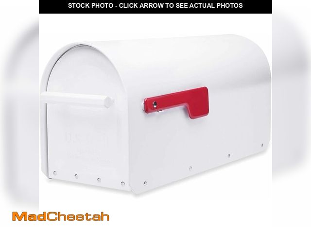 Lot 74-14467647 - Architectural Mailboxes Sequoia Post Mount Mailbox, White, Large - UNUSED