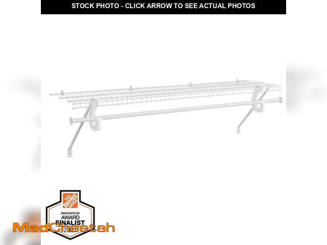 Lot 74-12869234 - Everbilt 48 in. W to 48.82 in. W x 12 in. White Fixed Mount Kit with Closet Rod Adjustable Wire Clos...