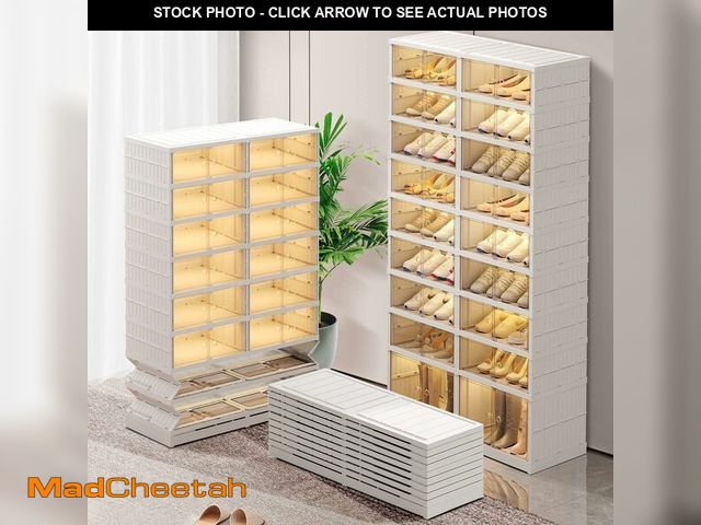 Lot 74-13562276 - CIMLORD 9-Tier Foldable Shoe Rack Organizer for Closet,36Pairs Collapsible Plastic Shoe Shelf,Large ...