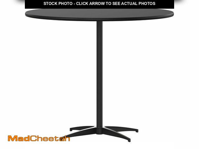 Lot 74-12544045 - Flash Furniture Lars Black 36'' Round Wood Cocktail Table with 30'' and 42'' Columns - UNUSED