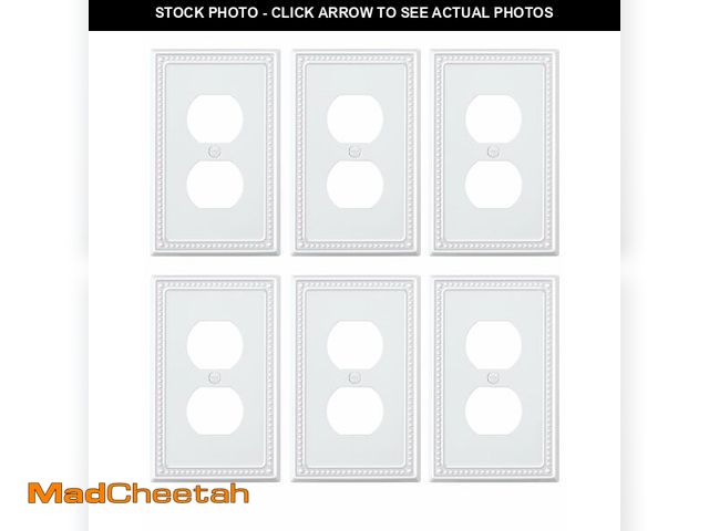 Lot 74-14053805 - TREEWELL 6-Pack Duplex Outlet Cover Plate, Pure White Metal Wall Plates for Electrical Outlets, 1 Ga...