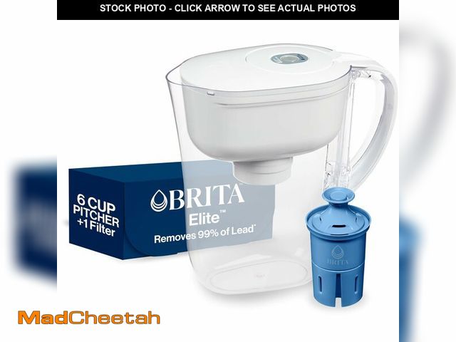 Lot 74-12601173 - Brita Water Pitcher, Metro Elite Filter, Removes 99% of Lead, Includes 1 Filter, 6-Cup Capacity, Whi...