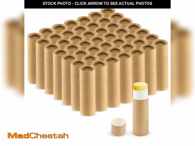 Lot 74-14207947 - DMuuuDM 50 Pcs 0.3 oz Paperboard Lip Balm Tube,Empty Kraft Paper Chapstick Tube Holder,Push-Up Style...