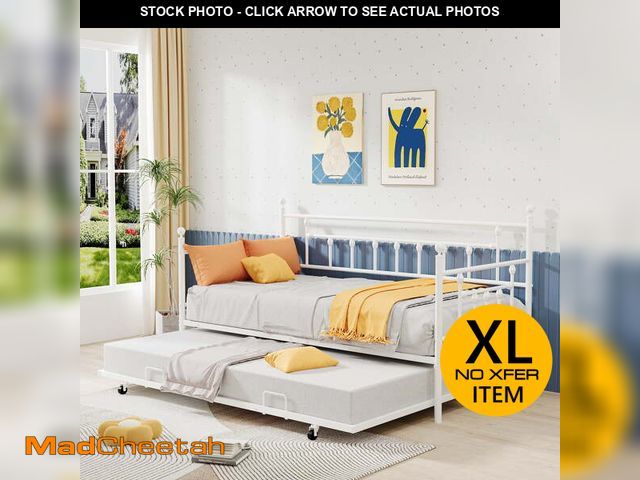 Lot 74-12679524 - UHOMEPRO Twin Daybed with Trundle Included, Metal Daybed Frame with Pull-Out Trundle Bed, No Box Spr...