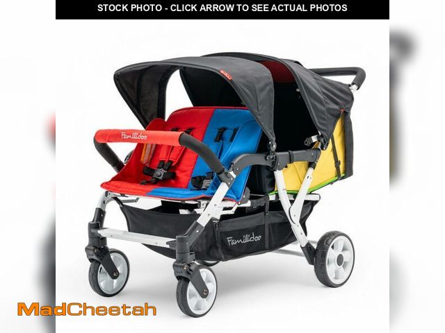 Lot 74-12631081 - Familidoo H4E Quad Stroller Wagon for Kids, 4-Seater Daycare Baby Stroller with 5-Point Safety Harne...