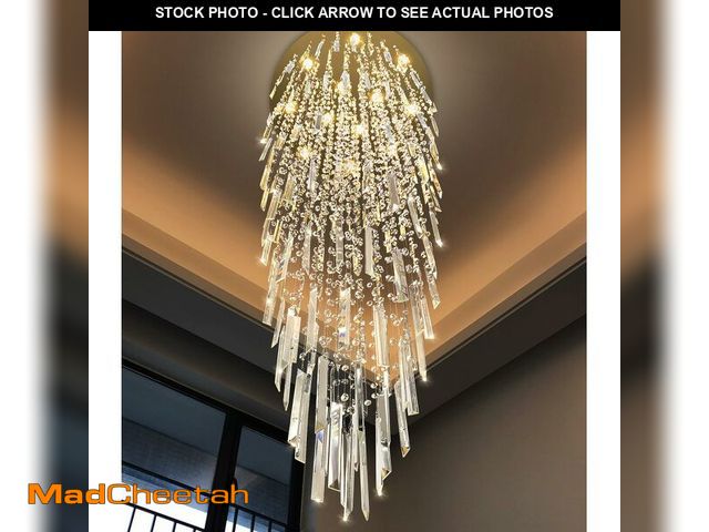 Lot 74-13118044 - 98'' Modern Crystal Chandelier High Ceiling Chandeliers for Entryway Large Raindrop Chandeliers LED ...