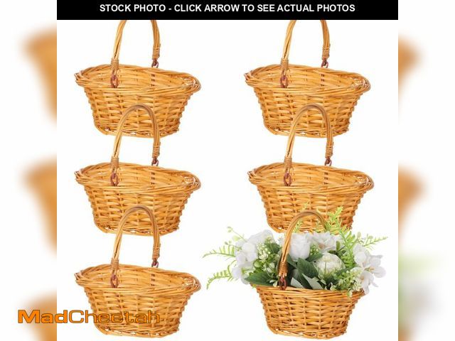 Lot 74-13565625 - 6 Pcs Small Wicker Picnic Basket, Willow Woven Gift Basket, 9 in Height Flower Girl Baskets with Han...