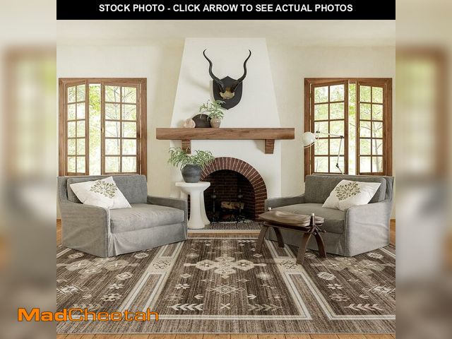 Lot 74-12695873 - Rugs USA Briar Geometric Machine Washable Area Rug, 5x8, Dark Brown - UNUSED