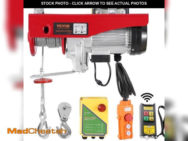 Lot 74-14114306 - VEVOR Electric Hoist, 2200 lbs. 120V Electric Winch with 328 ft. Wireless &amp; 14 ft. Wired Remote ...