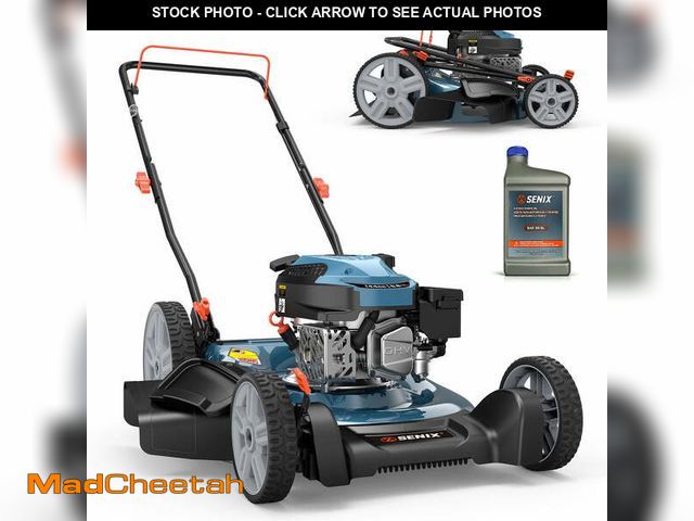 Lot 74-14220163 - Senix 21" Gas Lawn Mower, 144cc 4-Cycle, 2-in-1 Mulch &amp; Side Discharge, Durable Design, 6 Adjust...