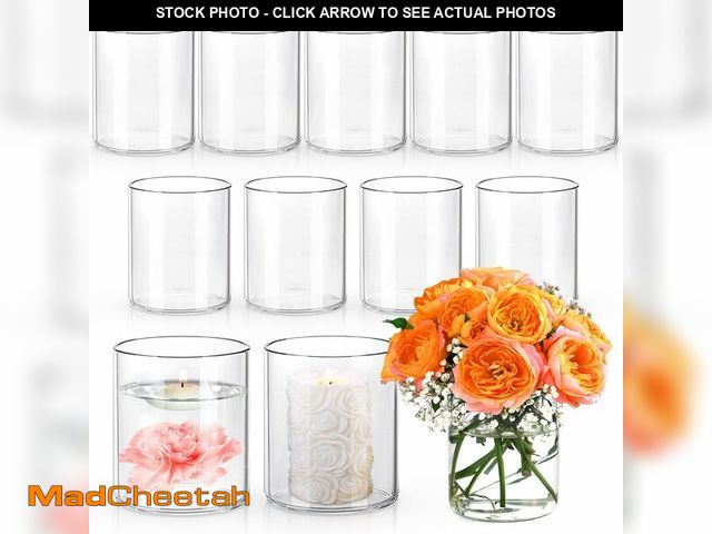 Lot 74-14065810 - UPBUD 4 Inch Small Glass Cylinder Vases for Centerpieces | 12pcs Clear Flower Vase for Wedding Decor...