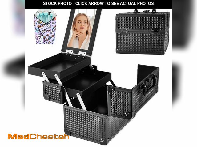 Lot 74-14334299 - GALHUBIS Makeup Train Case, Portable Makeup Case with Mirror, 2-Trays Cosmetic Organizer Case,Nail P...