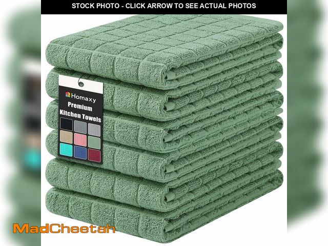Lot 74-14148447 - Homaxy Premium Cotton Kitchen Towels 16"x 28", Large Natural Ring Spun 390 GSM Dish Towels, Super Ab...