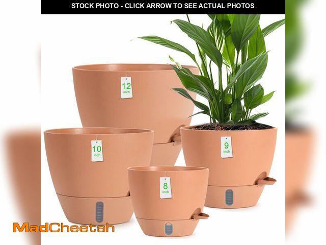 Lot 74-13576884 - YUNLINGAA 4 Pack Plant Pots,12/10/9/8/ Inch Self Watering Pots for Indoor/Outdoor Plants Deep Reserv...