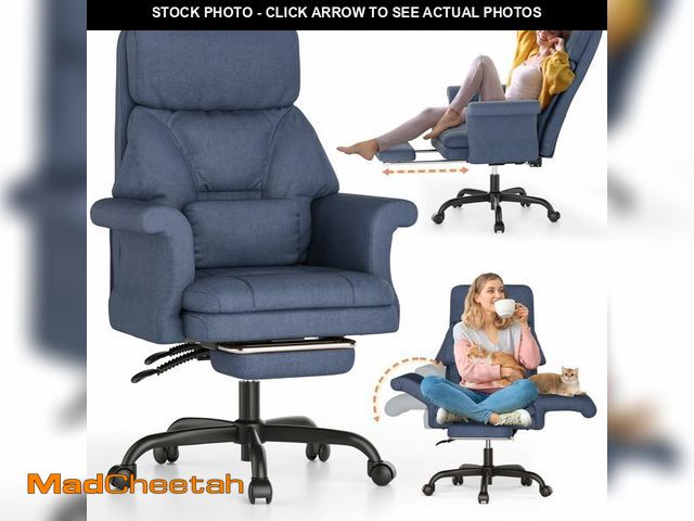 Lot 74-12564489 - ELABEST C39 Cross Legged Office Chair with Footrest &amp; Convertible Armrests - Pet-Friendly XL Hom...