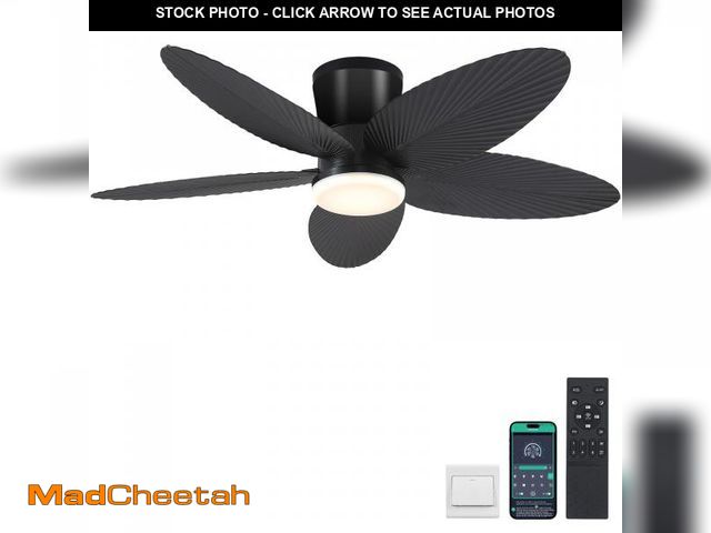 Lot 74-12052480 - Surtime Palm Leaf Ceiling Fans with Lights-42 Tropical Ceiling Fan with Light and Remote/APP Control...