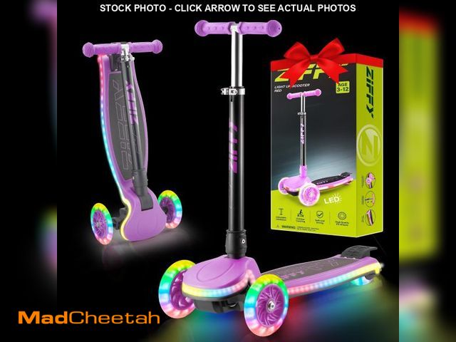 Lot 74-12475221 - ZIFFY 3-Wheel Light-Up Kids Scooter for Kids 3-5, Stability - Up to 110LBS, 4 Adjustable Height, Ant...