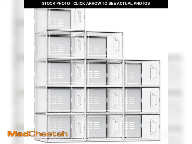 Lot 74-12442061 - SEE SPRING X-Large Shoe Storage Box Fit Size 11, Clear Plastic Stackable Shoe Organizer for Closet, ...