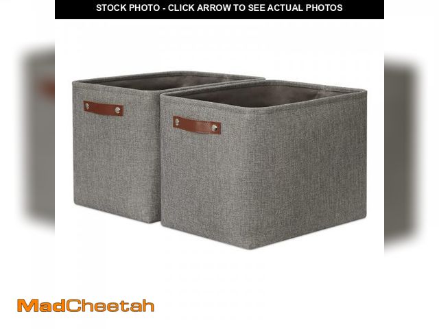 Lot 74-11549152 - DULLEMELO Grey Storage Baskets for Organizing 2 Pack 16"x12"x12" Fabric Shelf Baskets for Gifts Empt...