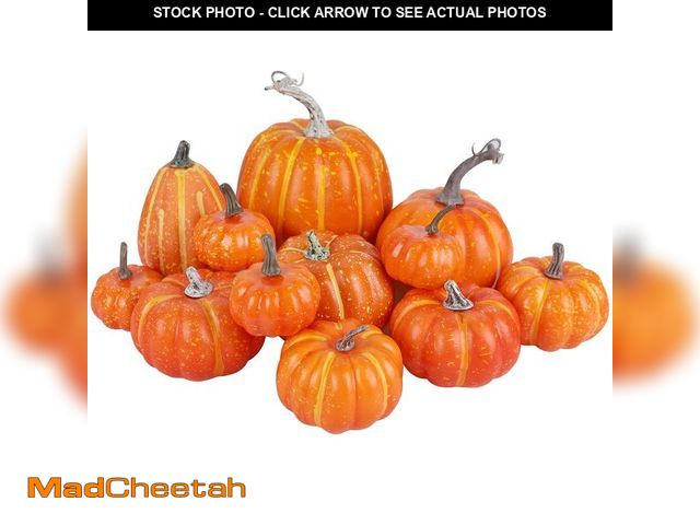 Lot 74-12883439 - winemana 12 Pcs Orange Pumpkins Halloween Decor Indoor Artificial Pumpkins Fall Decor, Thanksgiving ...