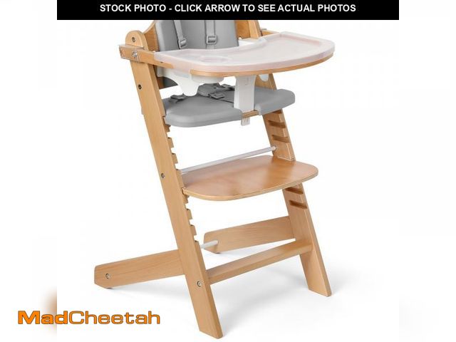 Lot 74-12143525 - Cowiewie 3-in-1 Convertible Natural Wooden High Chair for Babies &amp; Toddlers 3-Tier Remove &amp; ...