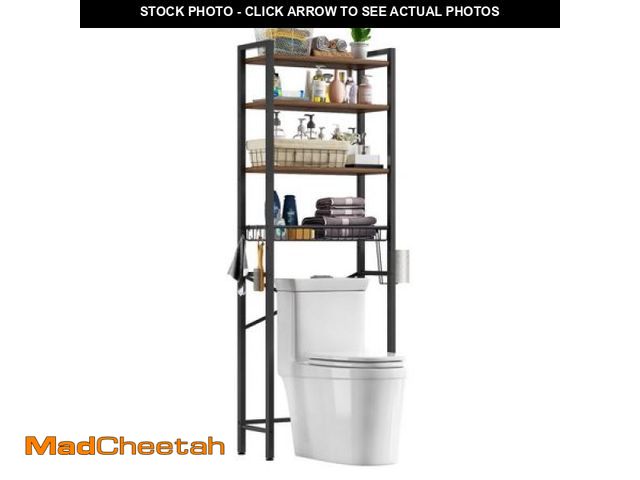 Lot 74-12420774 - Kalrin Over the Toilet Storage Shelf  4-Tier Wooden Bathroom Organizer Adjustable Saver Space Rack w...