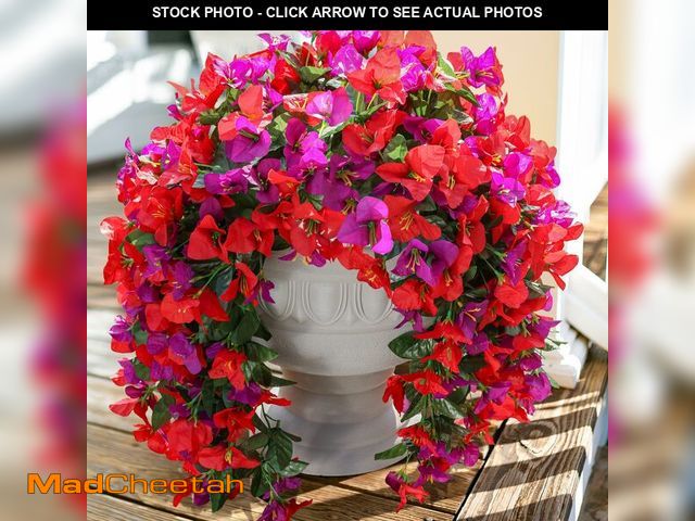 Lot 74-14059219 - Faux Bougainvillea Artificial Flowers Plants for Outdoors Outside Decoration, 2pcs Fake Flowers Silk...