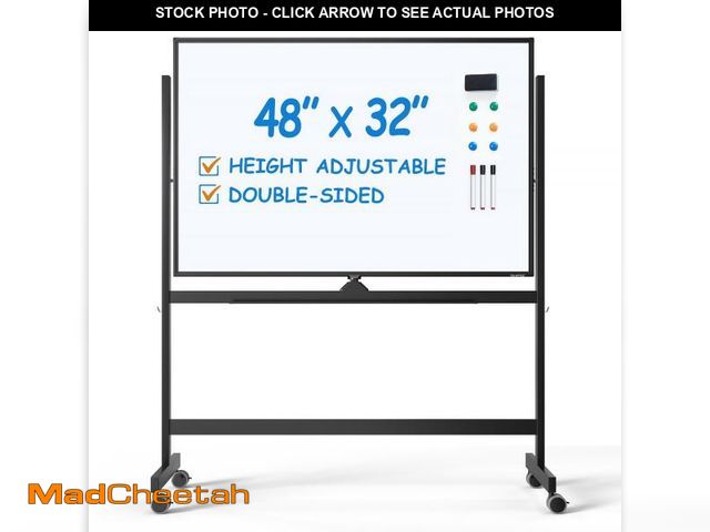 Lot 74-12511539 - TSJ OFFICE Large Rolling Whiteboard - Dry Erase Magnetic 48 x 32 Inches White Board Height Adjust Do...