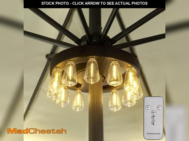 Lot 74-11558140 - Umbrella Lights, Patio Outdoor Umbrella Lights Battery Operated with Dimmable Timer,12 Warm White LE...
