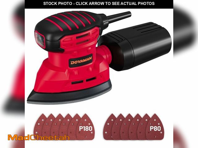 Lot 74-14146687 - DOVAMAN 130W Detail Sander, 12000RPM Palm Sander Tool, Dust Collection System, 12PCS Sandpaper, Comp...