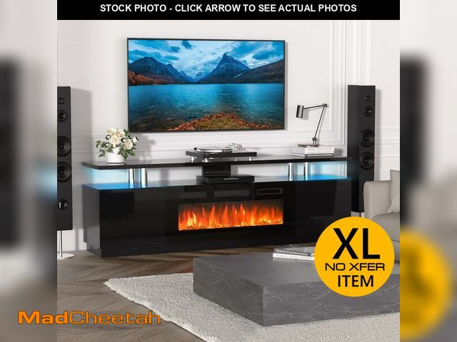 Lot 74-12614764 - 70 in Fireplace TV Stand with 36 in Electric Fireplace, 12 Colors LED Lights, 750W/1500W for Max 80 ...