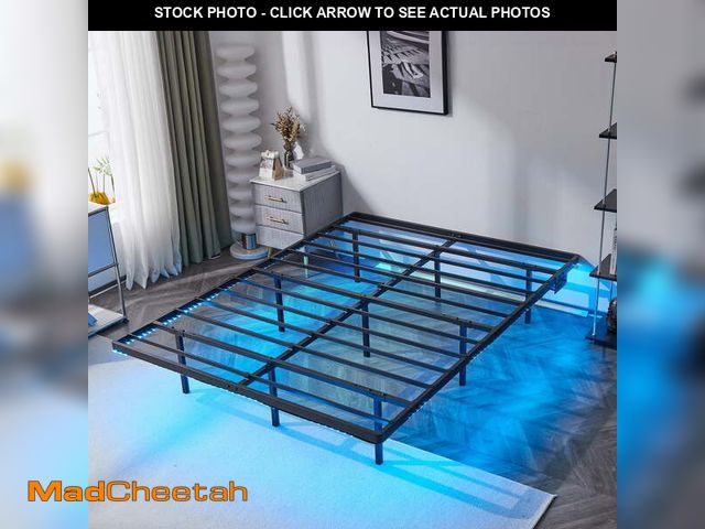 Lot 74-12835334 - Zimtown Queen 14" Floating Bed Frame with USB Charging and LED Lights, Metal Platform Bed, Black - U...
