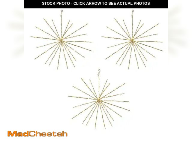 Lot 74-13799052 - 12 In. Battery Operated Twinkling LED Hanging Starburst Lights w/Timer (3-Pack) - UNUSED