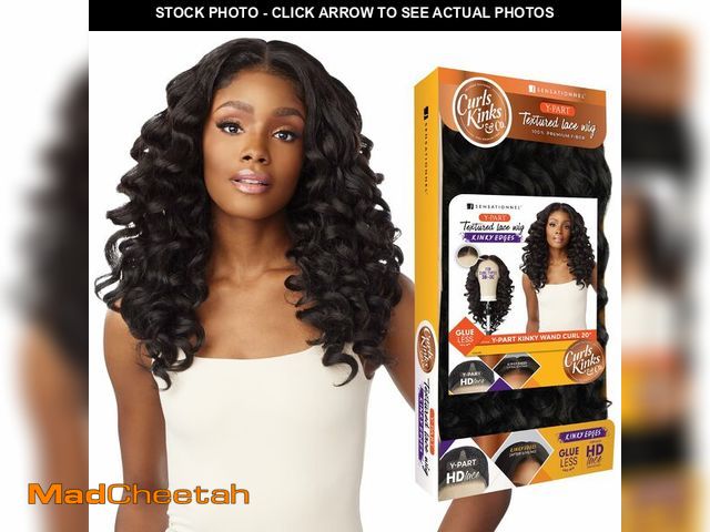 Lot 74-13995872 - Sensationnel Curls Kinksandco Kinkyedges Wig - Kinky Wand Curl 20 Inch Y Part Lace Natural Kinkytext...