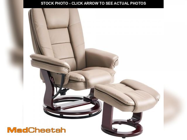 Lot 74-12493912 - Argus Swivel Recliner with Ottoman, PU Leather &amp; Wood Base Reclining Chair with Footrest, Ultra-...
