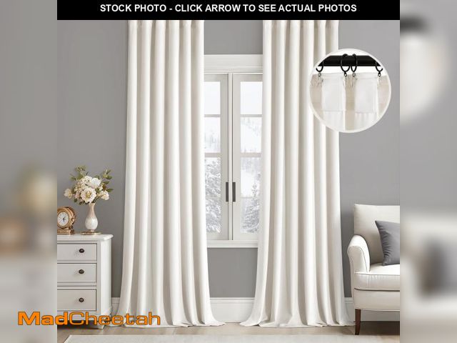 Lot 74-12310281 - MIULEE Velvet Curtains 72 Inches Long 2 Panels Set for Living Room Bedroom, Cream Pinch Pleat Back T...