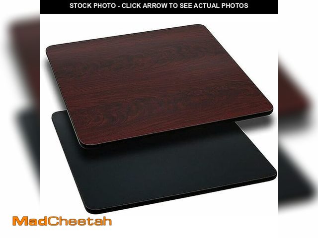 Lot 74-13042084 - Flash Furniture 36in. Square Resin Tabletop with Reversible Laminate Top - Black/Mahogany, Model Num...