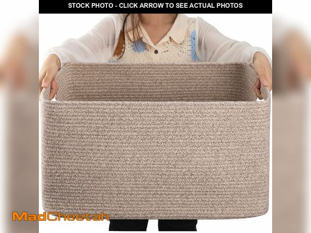 Lot 74-12880131 - OIAHOMY 75L Large Woven Cotton Rope Storage Basket with Handle for Organizing Blanket and Toys for L...