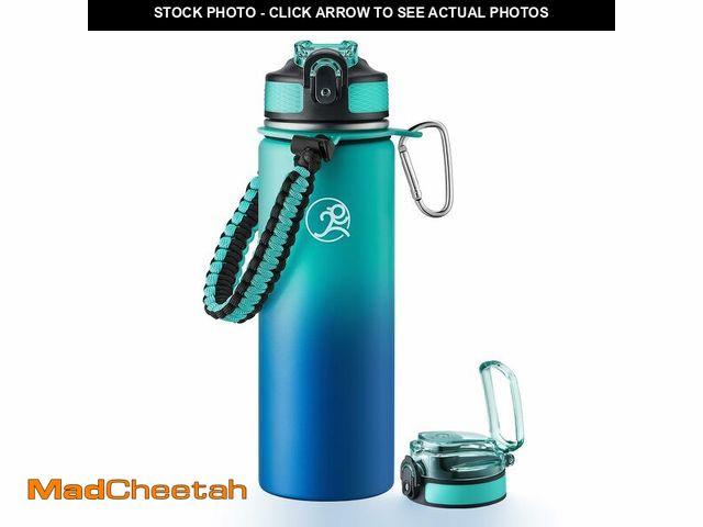 Lot 74-13950217 - GOSWAG Insulated Sports Water Bottle, 24oz 2 Lids(with Straw/No Straw), Stainless Steel Water Bottle...