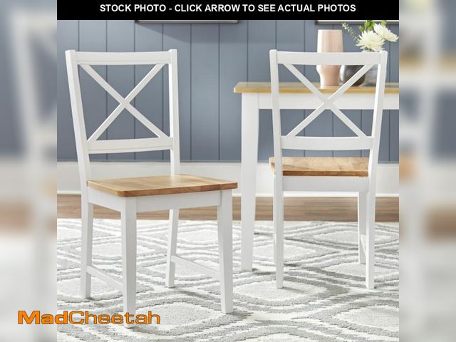 Lot 74-12406023 - Set of 2 Virginia Farmhouse Crossback Dining Chairs White/Natural - Buylateral: Rubberwood Frame, Sp...