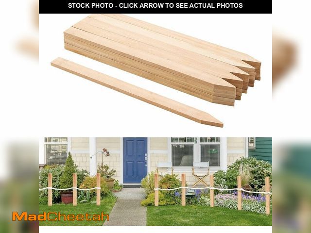 Lot 74-12696002 - VEVOR Wooden Garden Stakes, 25 Pcs 24 x 0.5 x1.5 in Survey Grading Stakes, Garden Ground Stake with ...