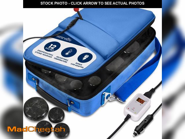 Lot 74-12458950 - SereneLife Portable Massage Stone Warmer Set - Electric Spa Hot Stones Massager and Heater Kit with ...
