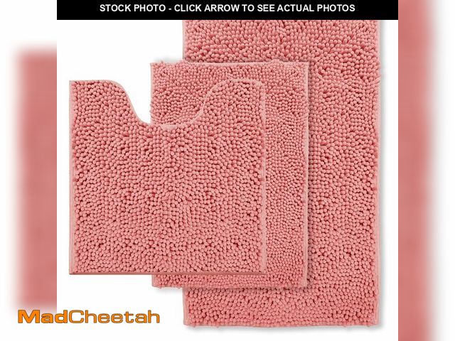 Lot 74-12606542 - Pink Bathroom Rugs Chenille Bath Mat Set 3-Piece Bath Rugs for Bathoom Extra Soft Bath Mats for Bath...