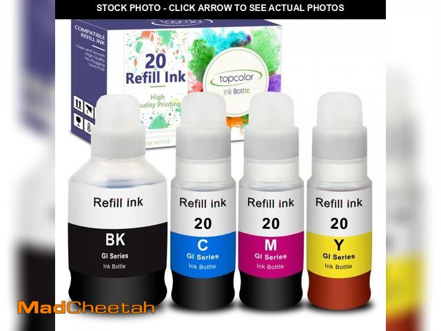 Lot 74-11557815 - Topcolor Compatible Dye Ink Replacement for Canon GI-20 GI20 Ink Bottles Refills Kit for Canon G6020...